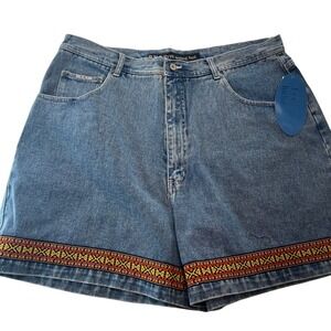 RVT Serve Piping Hot Denim Jean‎ Shorts Size 24 Embroidered Trim Vintage